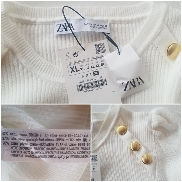 Zara puff shoulder gold button knit sweater - Picture 7 of 9